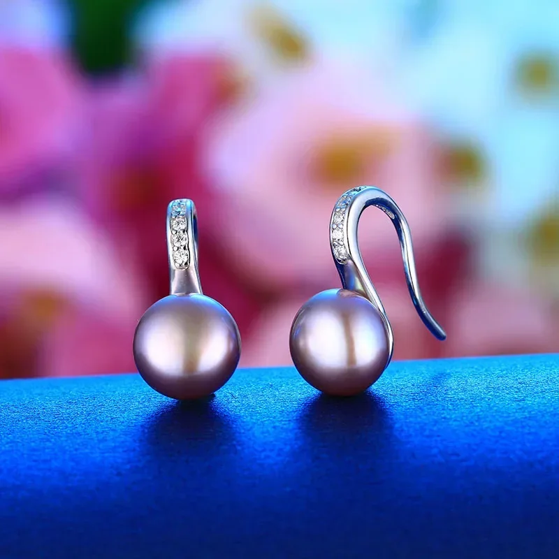 Dainashi 925 Sterling Silver hot Shiny Zircon Earrings Genuine Natural Freshwater Pearl New Fashion High Jewelry Gift for Women