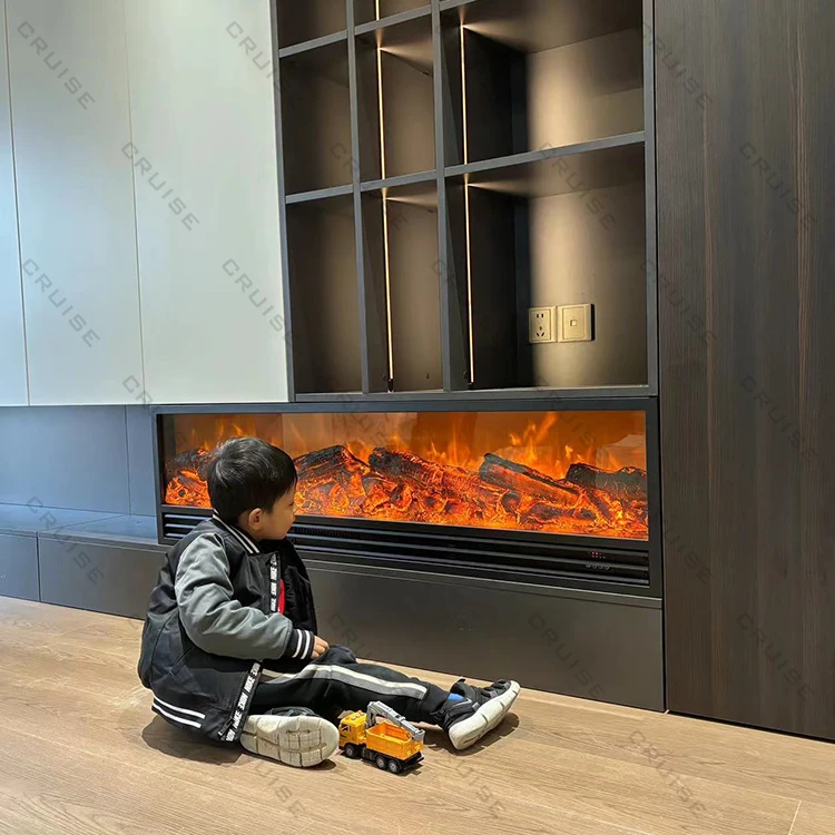 Interior Decoration 0.8m 1m 1.2m 1.5m 1.8m 2m 2.5m Insert Wall Mount Glass Realistic Electric Fireplace Heater