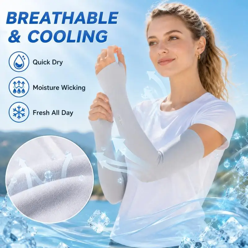 Cooling Arm Sleeves - Lightweight Stretch 4 Colors Full-Length UV Protection Breathable & Flexible for Outdoor Sports