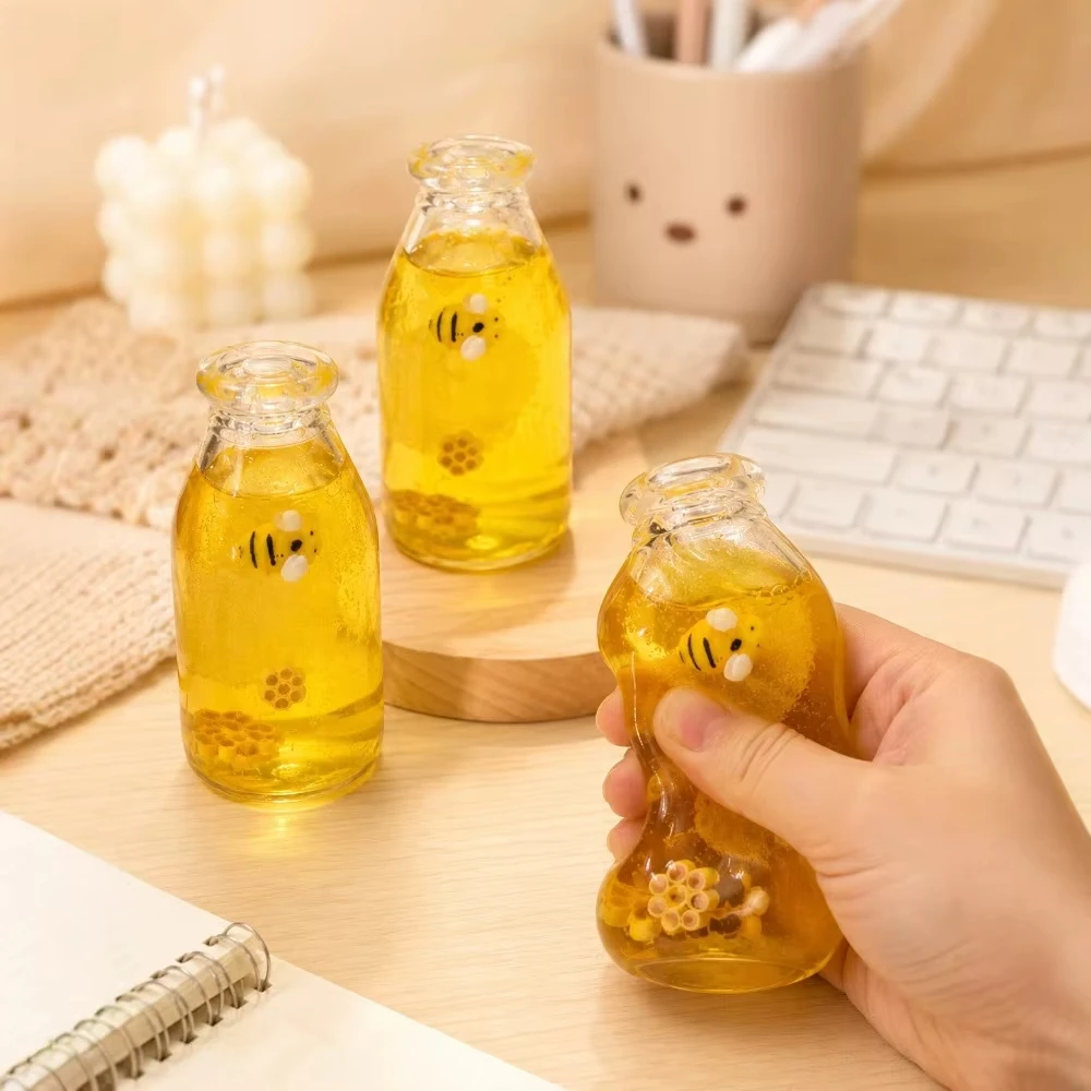 Fast Rebound Honey Bottle Squishy Ball Maltose Simulated Honey Drink Big Bottle Handmade Stress Toys New