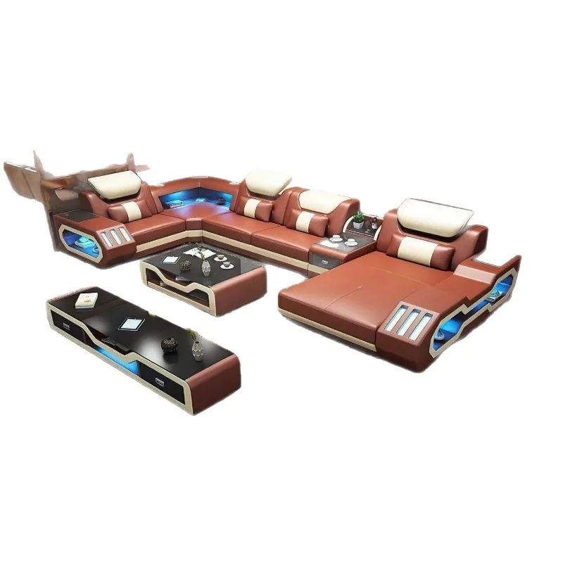 Villa light luxury simple atmosphere functional sofa multi-functional living room sofa comfortable living room top leather sofa