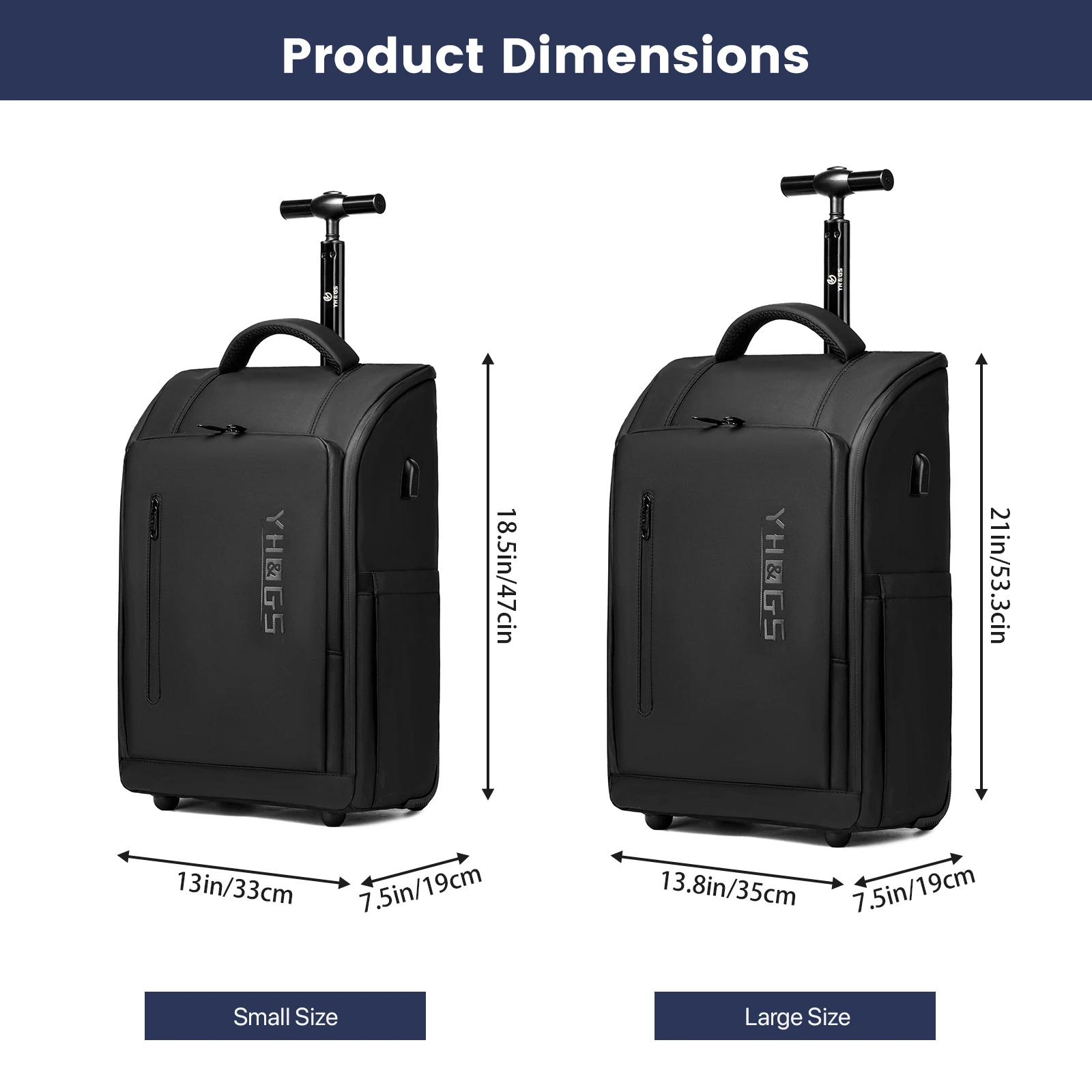 Travel Trolley Rolling backpacks for Man Wheeled backpack On Wheels luggage Rolling Bag for Boardable 15.6in Laptop Bag with USB