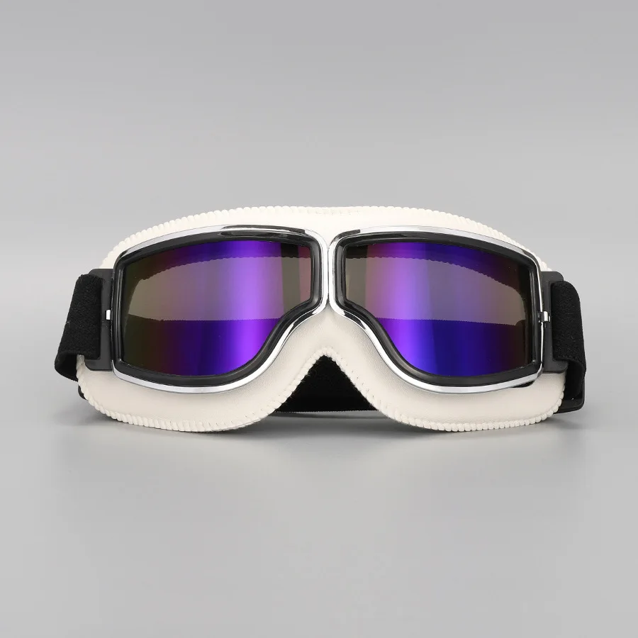 Motorradbrille Winddichte Motorradhelm-Brille Sonnenbrille Retro Universal Faltbare Leder Retro Motorradzubehör