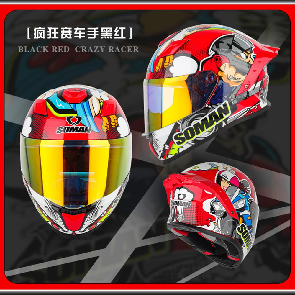 SOMAN Motorcycle Helmet Full Face Accesorios Para Moto Men DOT Approved Motocross Helmet Casco Moto High Quality Moto Equipment