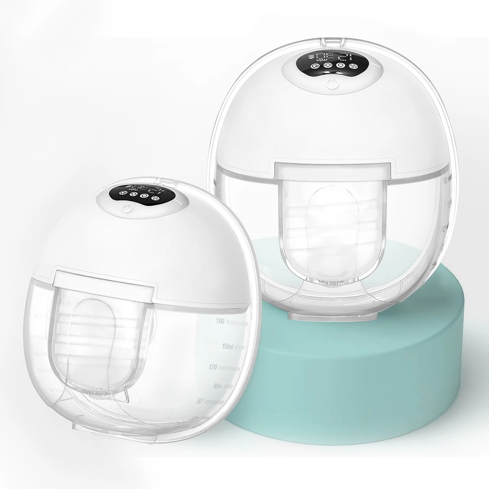 Wearable Breast Pump, Rechargeable Milk Collector, 180ml Silicone Feeding, Large Screen Display, Baby Nursing Essentials