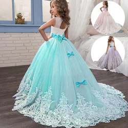 Girls Lace Long Prom Gowns Bridesmaid Kids Dresses For Girls Teens Girl Party Dress Kids Princess Evening Formal Wedding Vestido