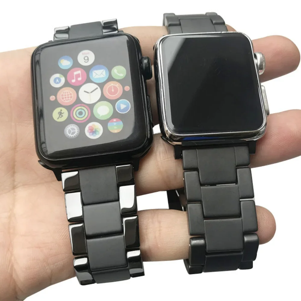 حزام سيراميك لساعة أبل باند 45 ملم 41 ملم 44 ملم 40 ملم 46 ملم 42 ملم 38 ملم سوار معصم بلوري iWatch Series 10 9 8 7 6 5 SE Ultra 49 ملم