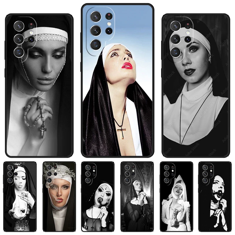 Sister Style Nun Sexy Girl phone case For Samsung Galaxy S24 S23 S22 Ultra Note 10 20 Plus S8 S9 S10 S20 S21 FE Cover