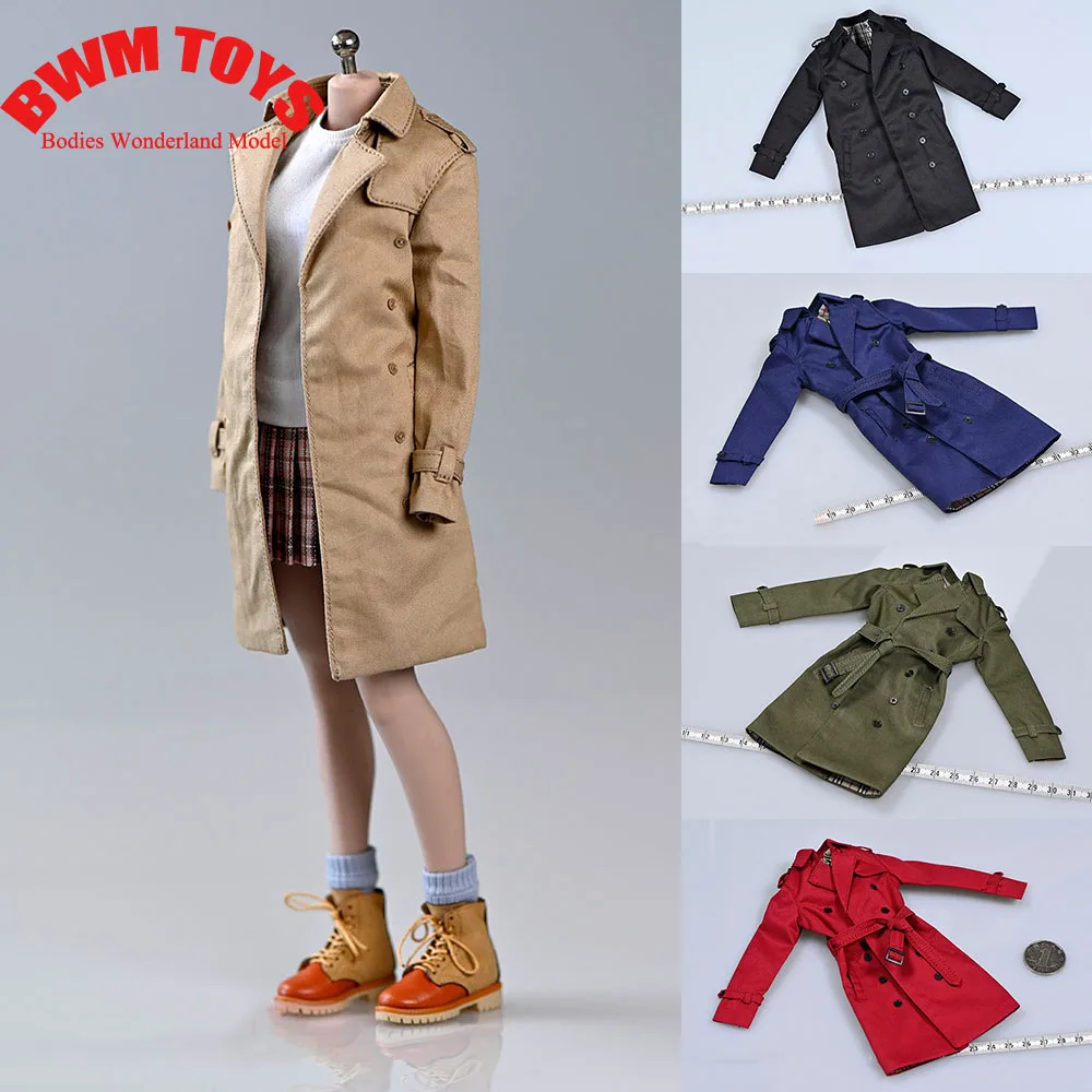 6 Colors 1/6 Trench Coat Windcoat Outerwear Long Jacket Overcoat Windbreaker Clothes for 12\'\' Female Action Figure Accessories