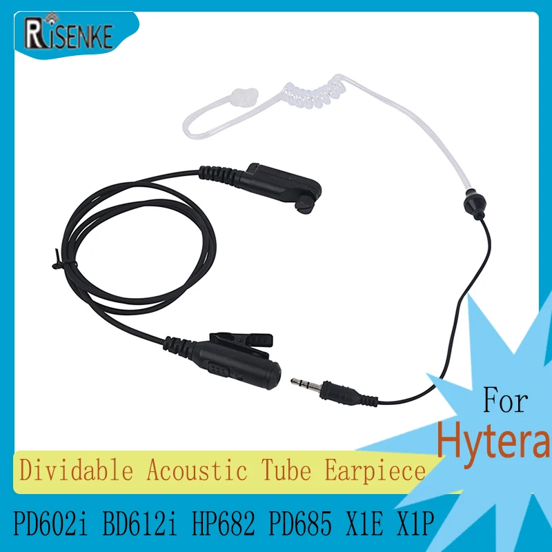 

RISENKE-Dividable Earpiece Headset to 3.5 Audio,for Hytera PD602i BD612i HP608 HP682 PD662 PD600 PD602 PD662 PD680 PD685 X1E X1P