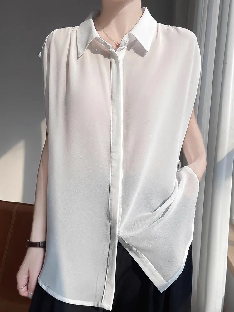 Slimming Effect Summer New Sle Thin Material Loose Women's  Collar Svel irt Base Layer Tank Top Faionable