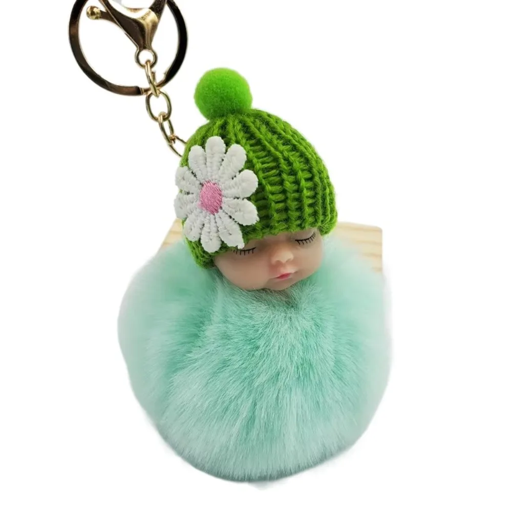 

Cute Pompom Sleeping Keychain Fluffy Gift Car Key Ring Fur Ball Keyholder Couple