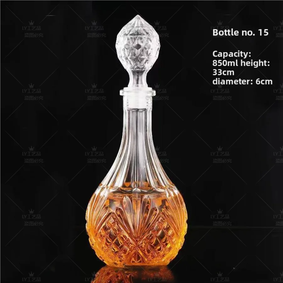 

Crystal Glass Red Wine Decanter Foreign Wine jug Drawing Gold line Whisky Bottle liquor Dispenser wine jug