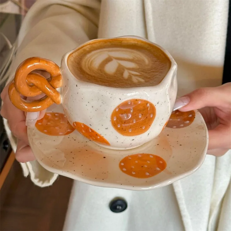 

Creative Butter Cookies, Croissants, Ceramic Cups and Plates, Afternoon Tea Coffee Cups, Mug Water Cups