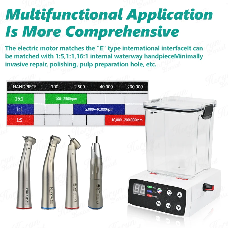 Dental Electric Micro Motor 2/4 Hole With Water Tank Automatic Water Supply System LED 1:1 1:5 Low-Speed Fiber Optic Handpiece