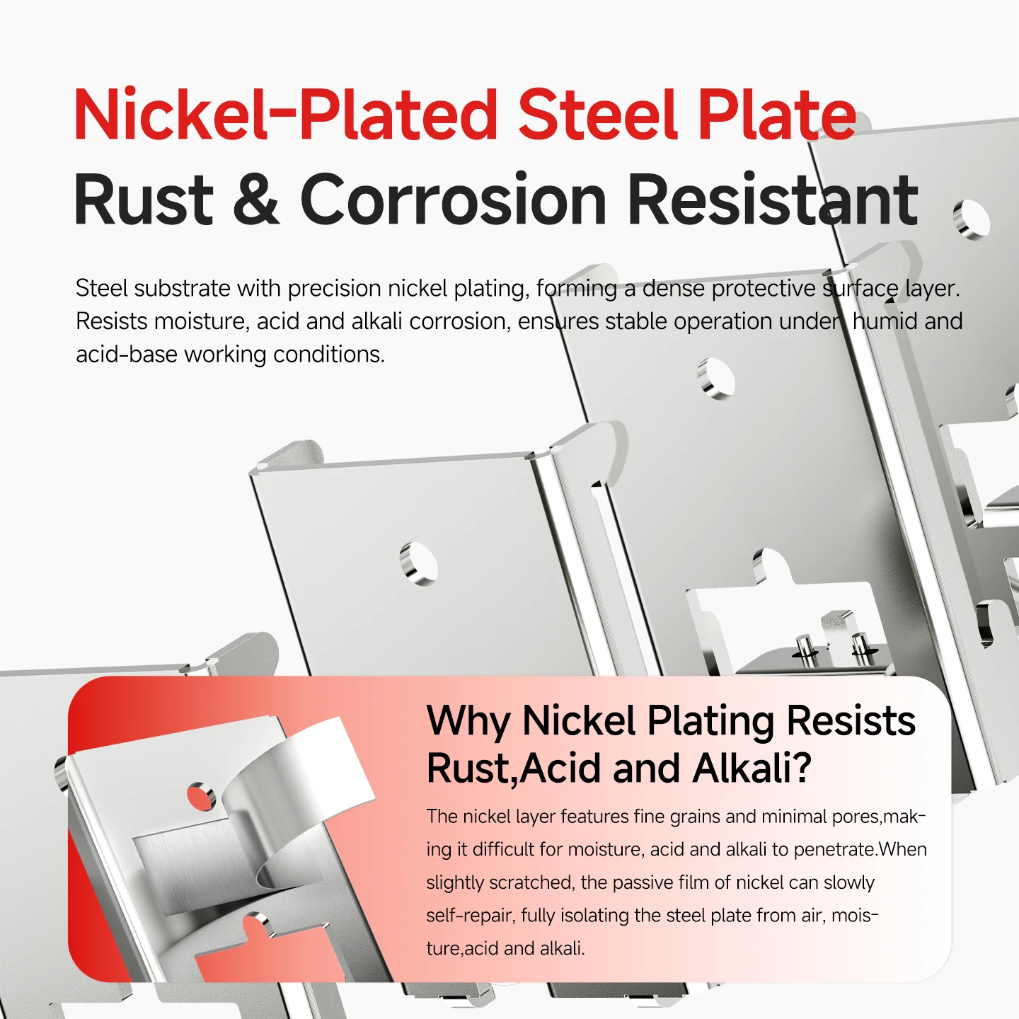 ENMG35mm DIN Rail Mounting Bracket ABL2K02-Nickel-Plated Steel Plate with Stainless Steel Snap Spring,C45 Rail Clip Fixing Plate