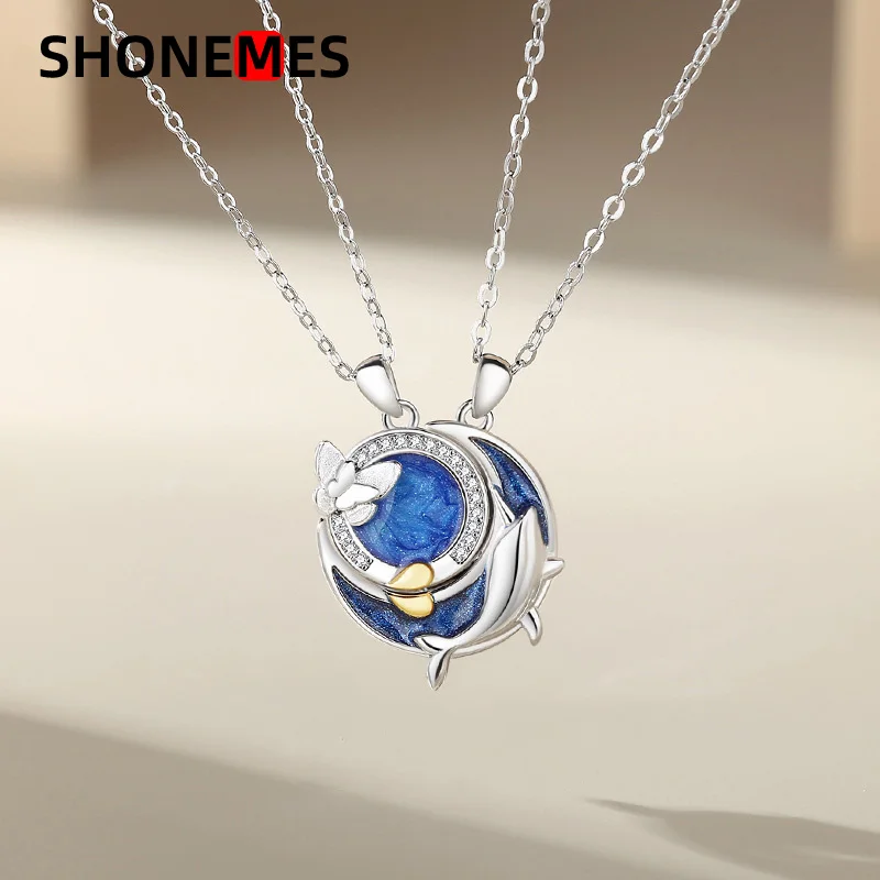 Shonemes Whale Butterfly Pendant Necklaces Women Men Clavicle Chain Jewelry Gifts