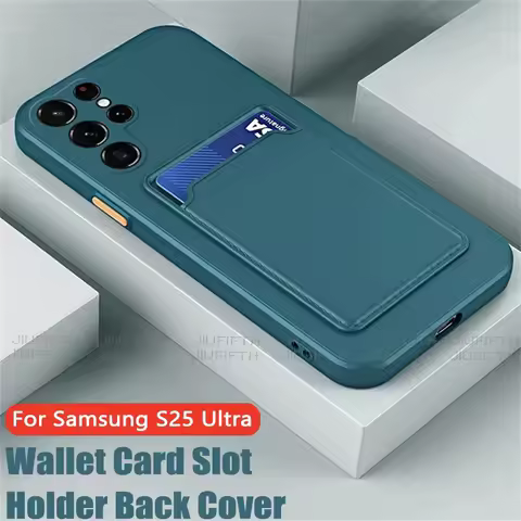 Wallet Card Holder Case For Samsung Galaxy S25 S24 S23 S22 S21 S20 Ultra Plus Silicone Cases S25Ultra S25U S24 S23 S21 FE Cover
