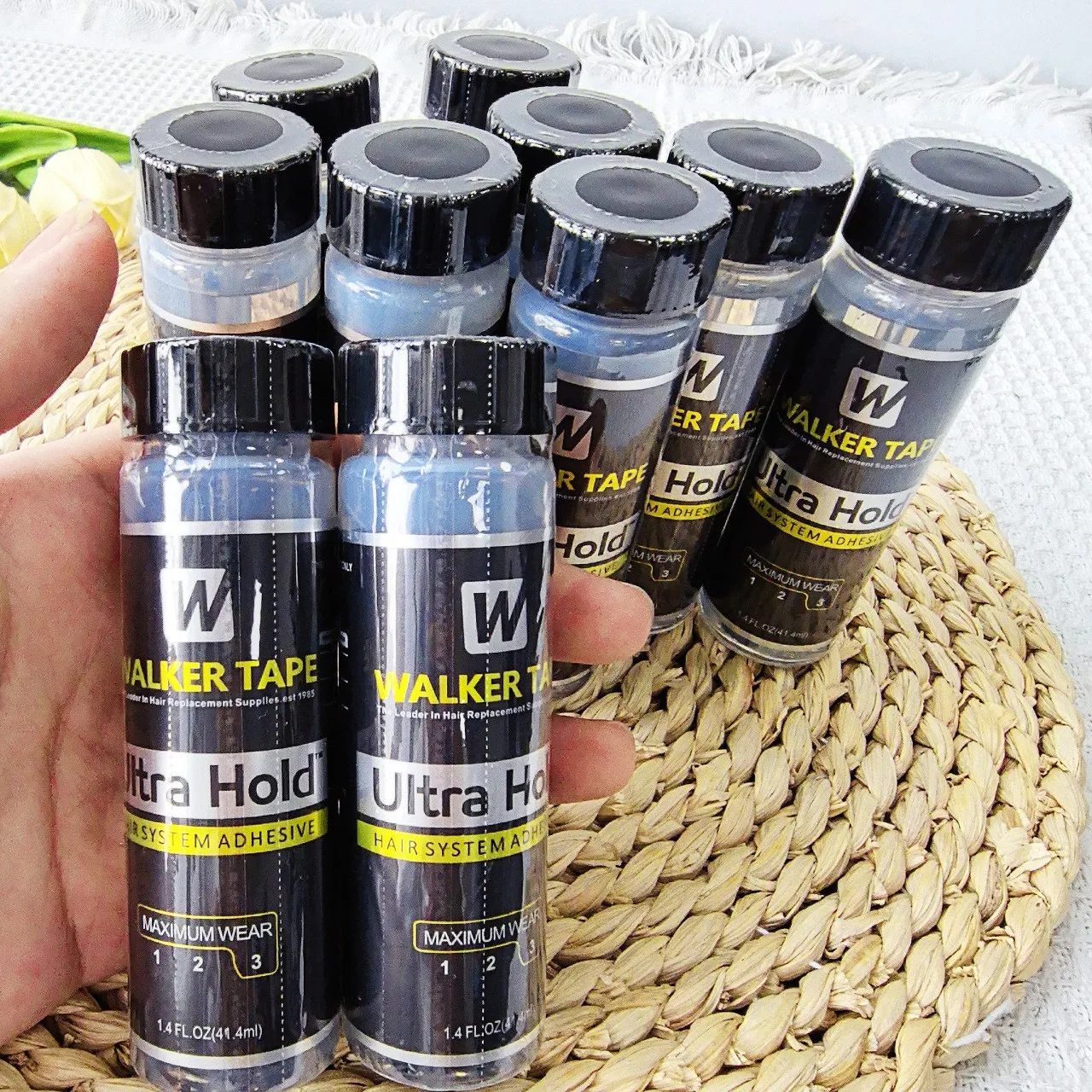 3.4/1.4/0.5 FL OZ Ultra Hold نظام الشعر لاصق ماكسيمون ارتداء 3 شريط ووكر الزعيم في مستلزمات استبدال الشعر.est 1985