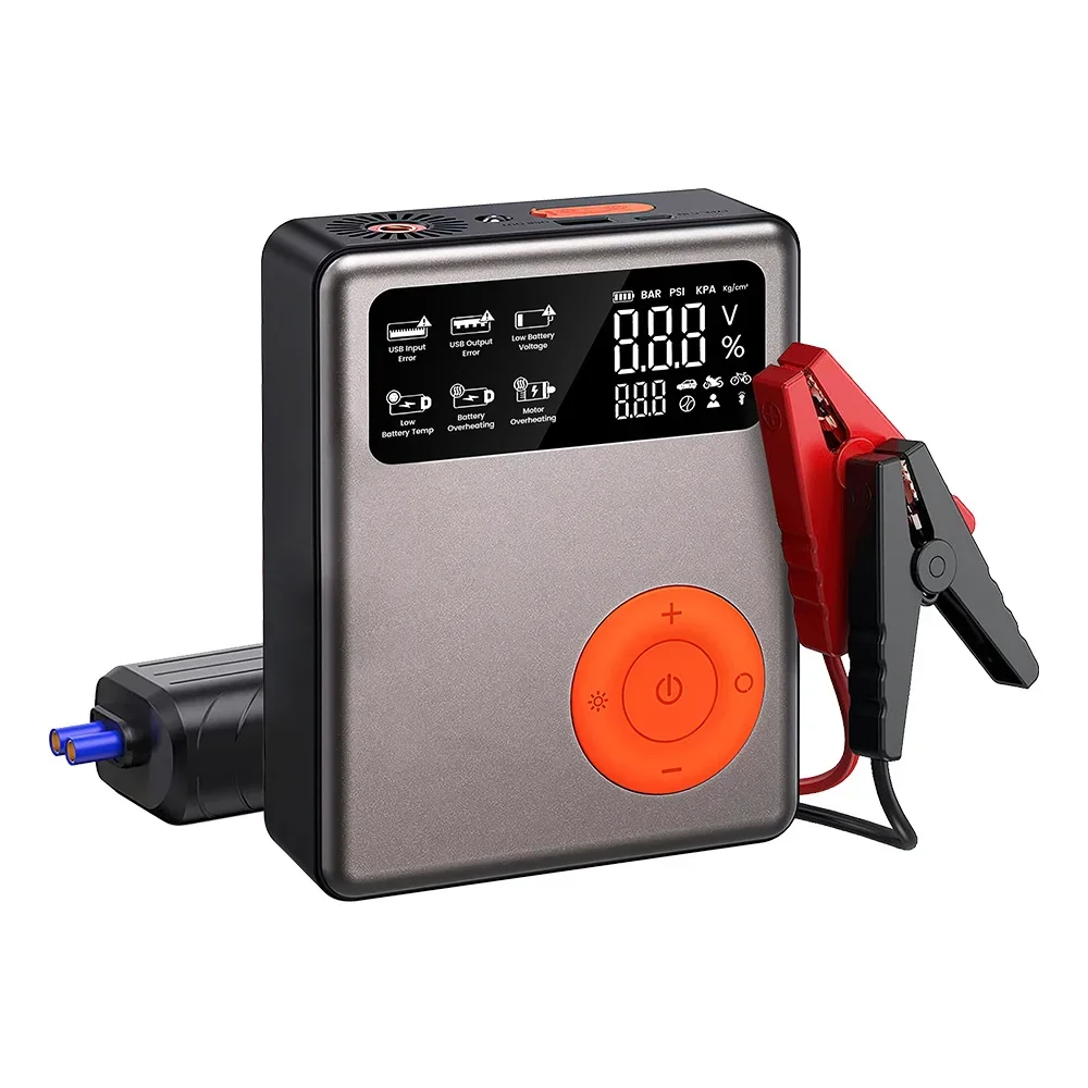 Portable Emergency Multi-function Car Jump Starter With Air Compressor 12V Battery Digital Tire Inflator