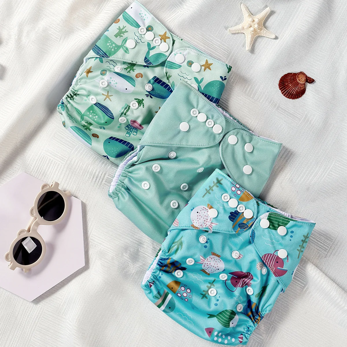 Happyflute 3 قطعة حفاضات الطفل القماش مقاوم للماء تصميم الجيب الجلد المدبوغ الداخلية موضة طباعة قابل للغسل حفاضات قابلة لإعادة الاستخدام للأطفال 3-15 كجم