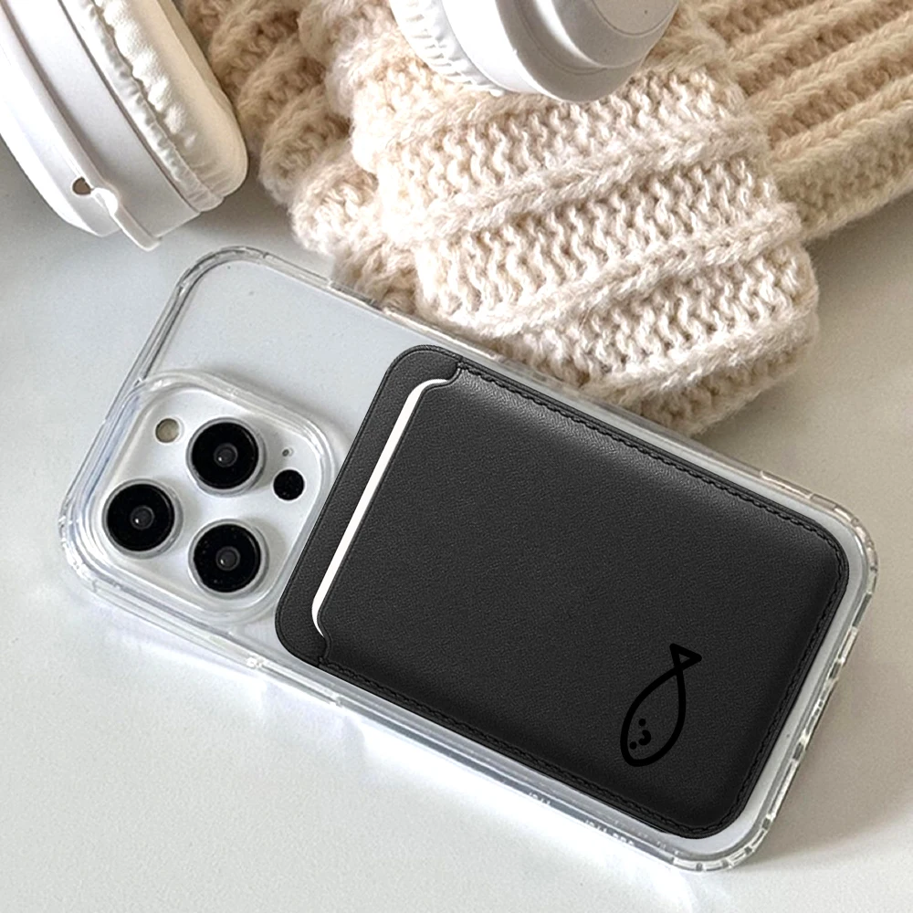 Minimalistische Fischleder-Kartenhülle für Magnetische Hüllen, Geeignet für alle iPhones, für Magsafe-Karten-Handytasche – Detail 4