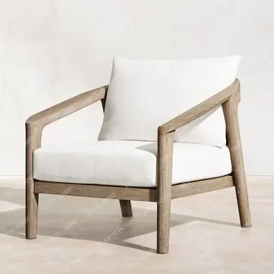 HMJOutdoor sofa rattan courtyard open-air leisure chair teak villa garden terrace sofa combination all solid wood