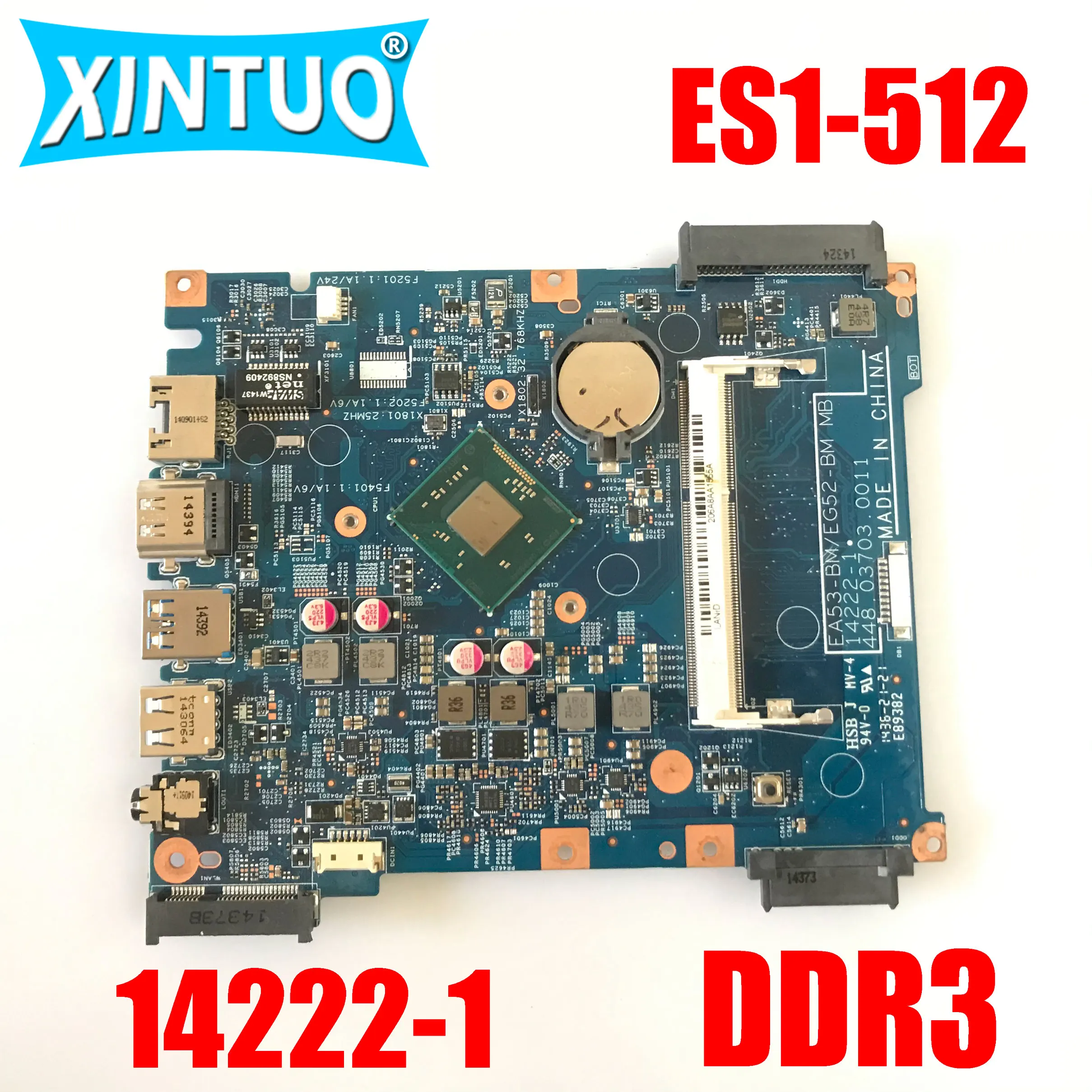 

14222-1 for acer aspire ES1-512 laptop motherboard NBMRW11003 EA53-BM EG52-BM MB 448.03703.0011 N3540 CPU DDR3 100% test work