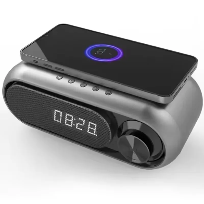 

Прикроватная беспроводная зарядка Bluetooth-динамик Двойной будильник со светодиодным дисплеем FM-радио Беспроводной сабвуфер Поддержка AUX/TF USB