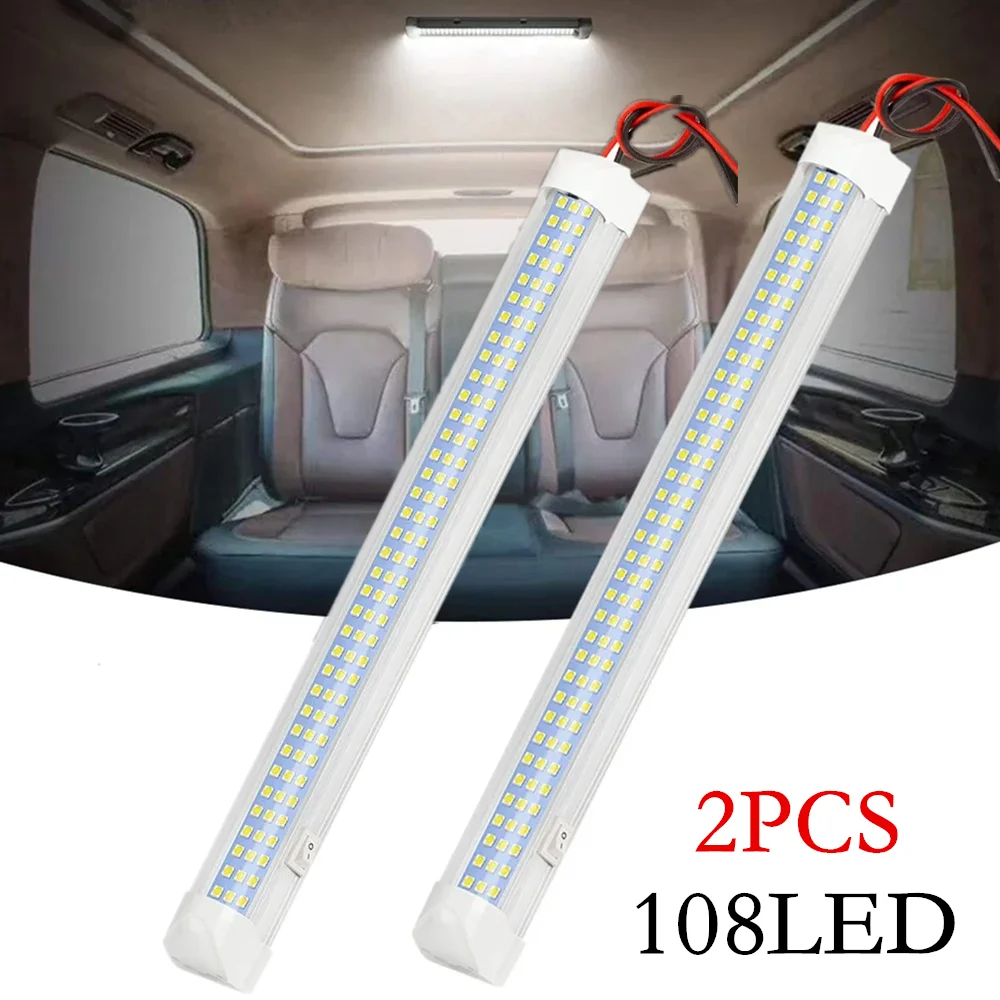 2PCS 108LED Lights Car Trunk Camper RV Caravan Light Motorhome Camper Interior Wall Lamp 12V 24V Compartment Lamp