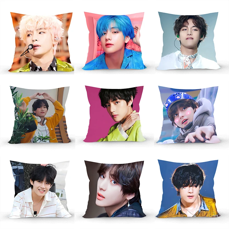 Juste de coussin K-Kim Tae Hyungs, taie d'oreiller, chambre, bureau, café, voiture, Dakimakura, cadeau, 40x40cm