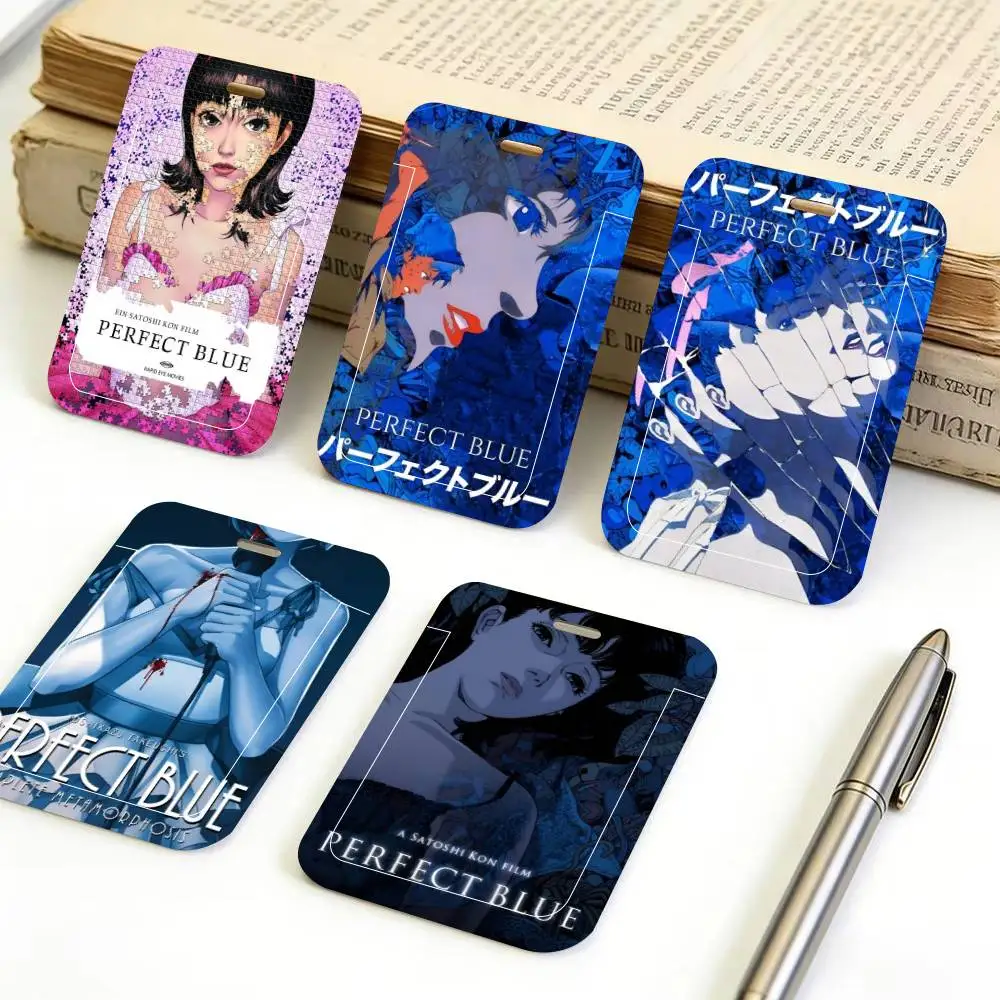 Japan Anime Perfect Blue ID Card Holder Lanyard Covers Women Men Work Permit Holder Students Kids Bus Cards Case