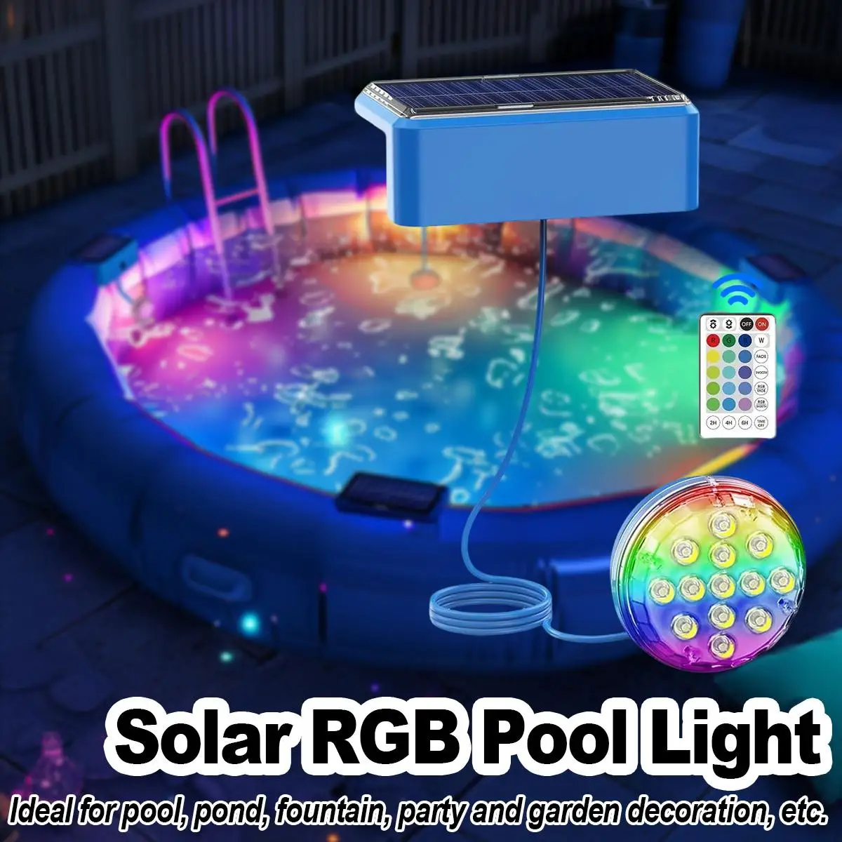 

Underwater Solar Pool Light with Remote LED Changing Solar Panel Inground Swimming Pool Decoration Landscape Lighting Decor Led