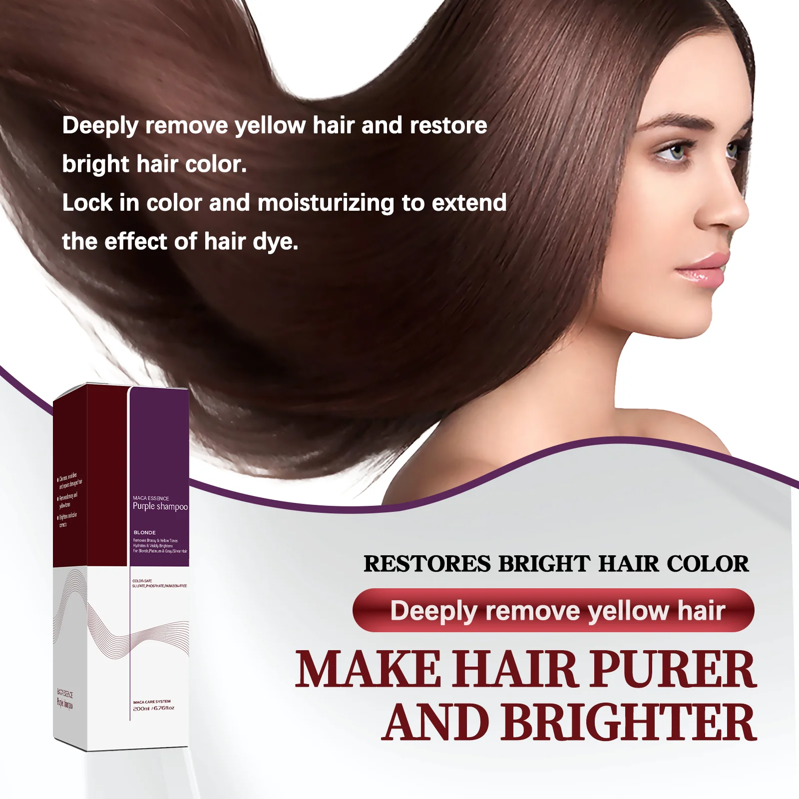 

200ml Purple Shampoo for All Hair Types - Anti-Yellow Tones & Hydration, Ideal for Salon-quality Care at Home