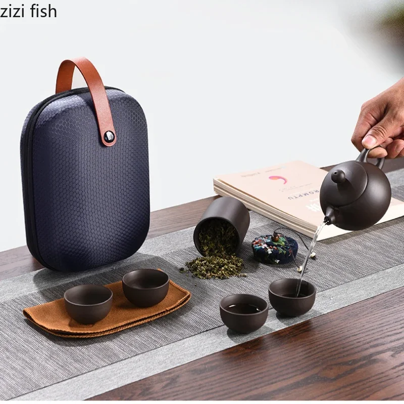 Portable Purple Clay Travel Tea Set 3