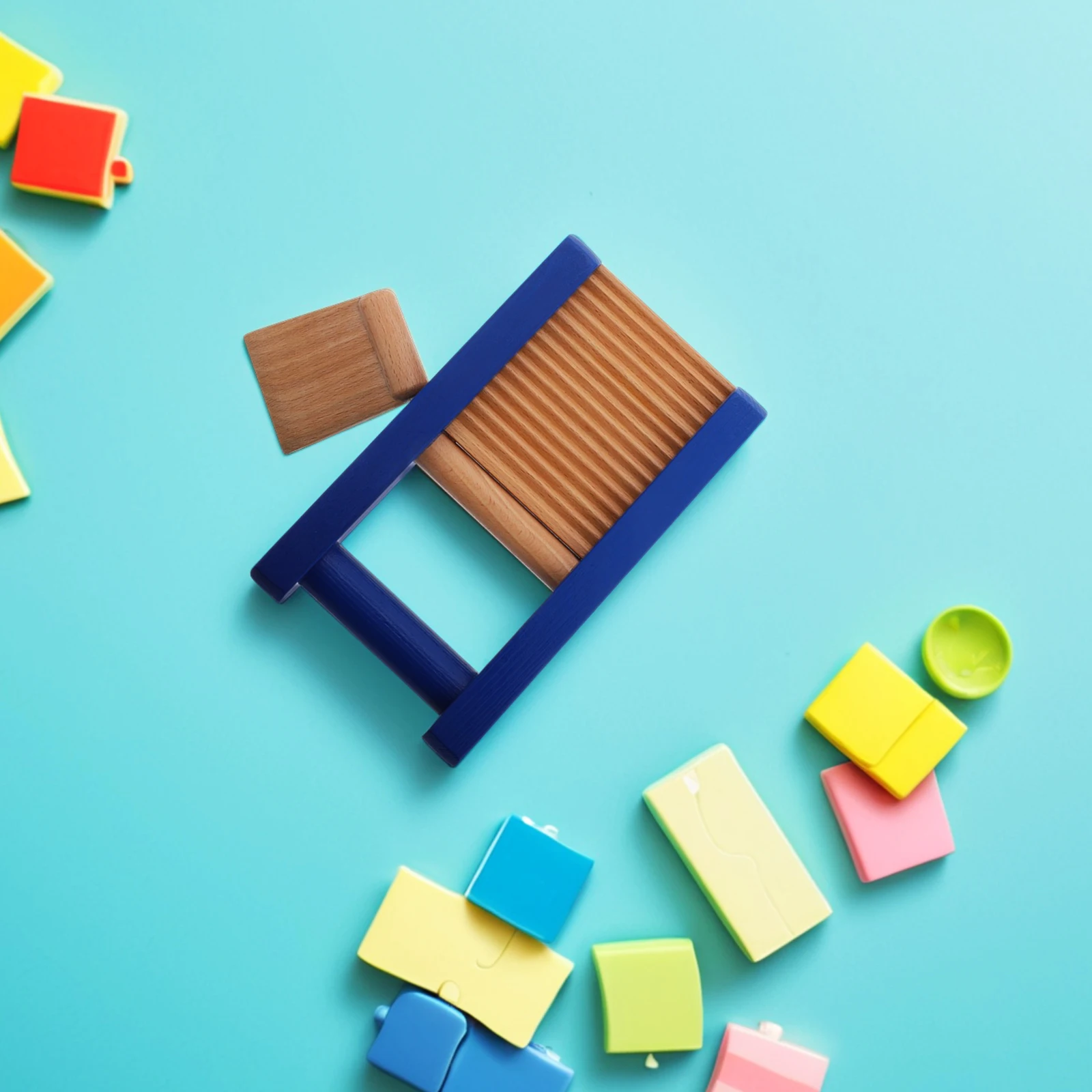 Planche à grattoir en bois pour enfants, Instrument de musique, jouet pour tout-petits, couleur bleue, accessoires de Percussion pour l'éducation précoce en toute sécurité pour bébé