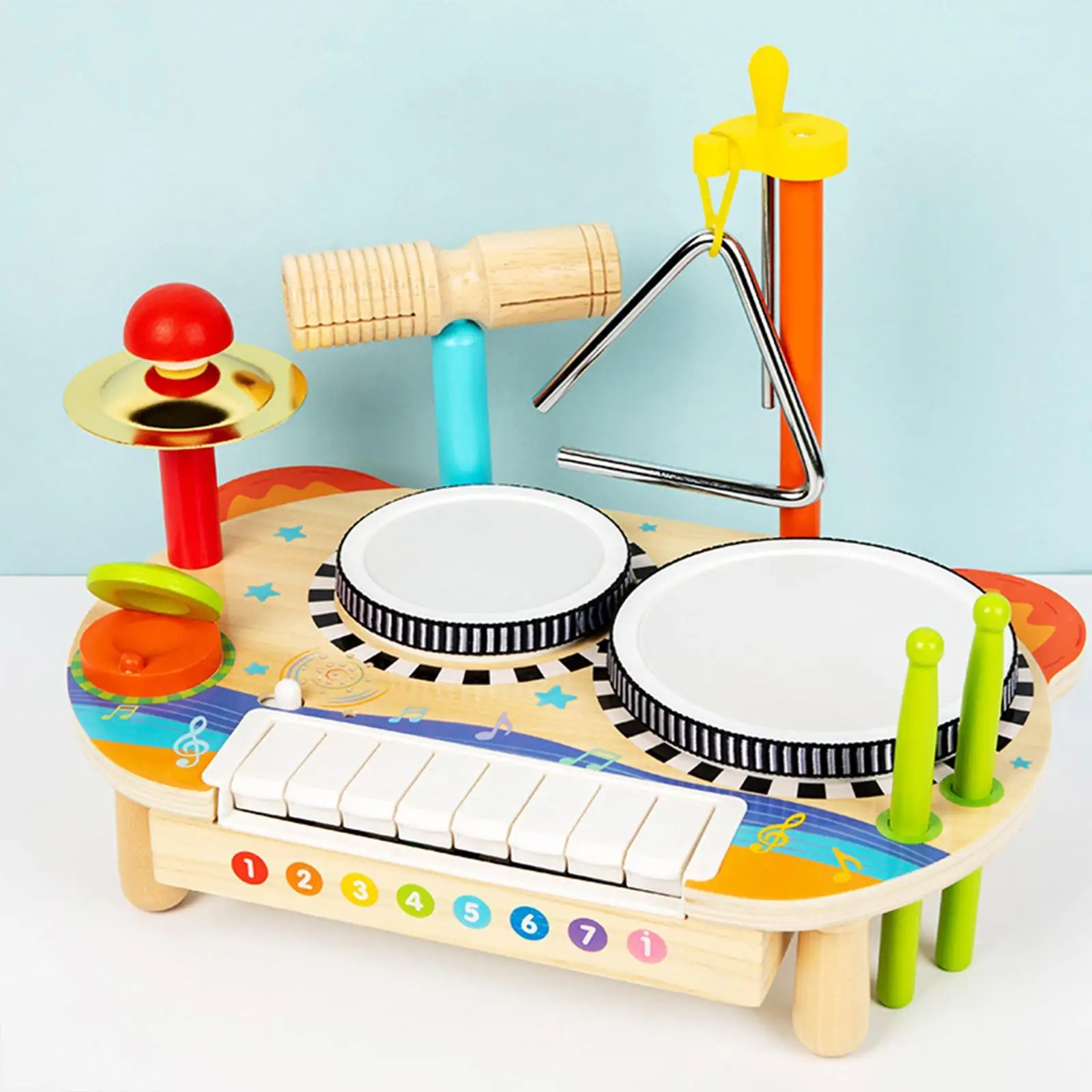 Kids Drum Set Sensory Toy Creativity Coordination Preschool Musical Instrument