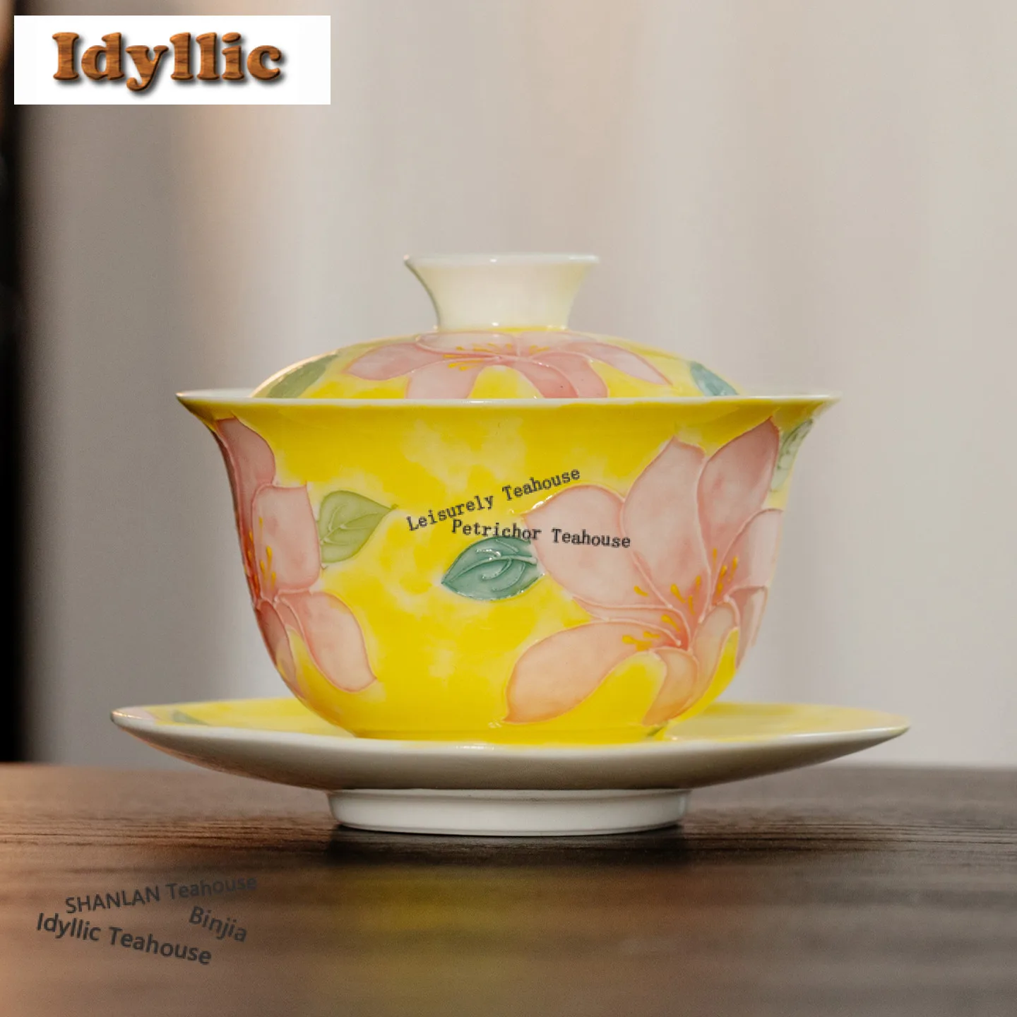 130ml Hand-painted Lily Flower Gaiwan Vintage Tea Tureen Tea Bowl with Lid Kit Tea Brewing Cover Bowl Tea Ceremony Collection