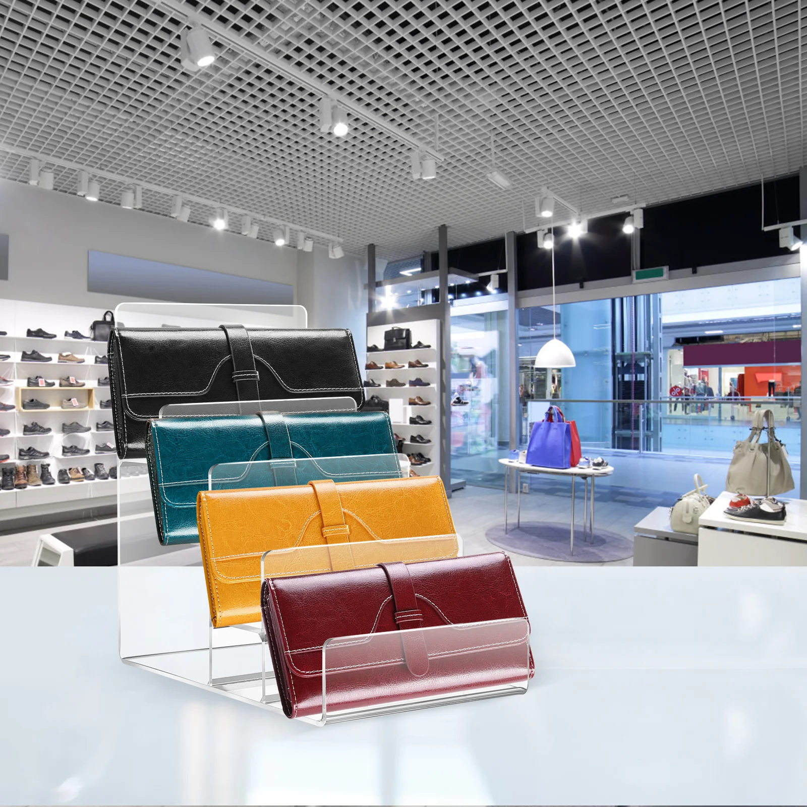 

Акриловая многослойная стойка для кошелька, прозрачная подставка для ювелирных изделий, очков, кошелек, подставка для хранения, настольный органайзер, полка