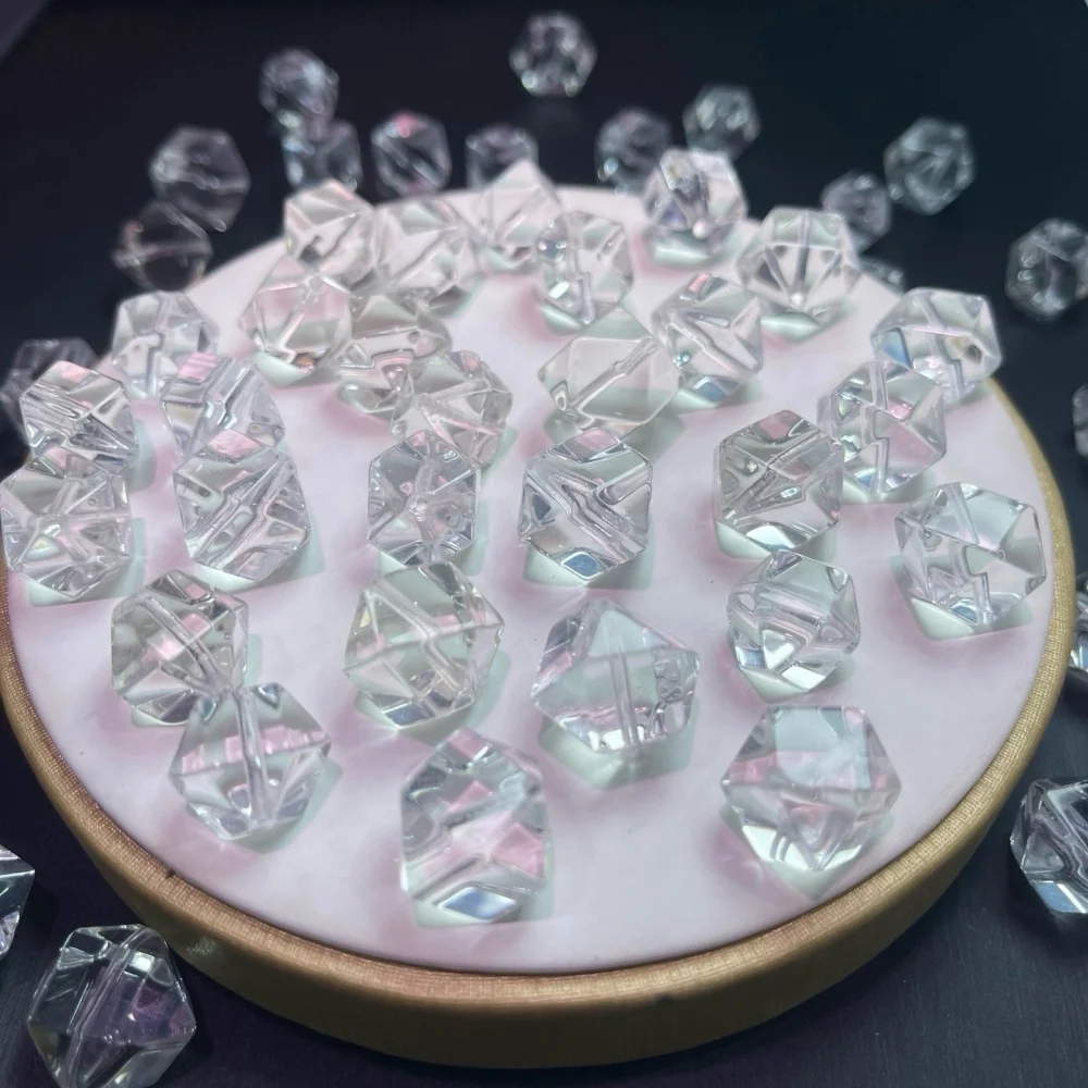 6PC 12mm Natural Clear Quartz Facet Octagon Healing Stones for Jewelry Making Crystal Pendant Earring Fashion Gift