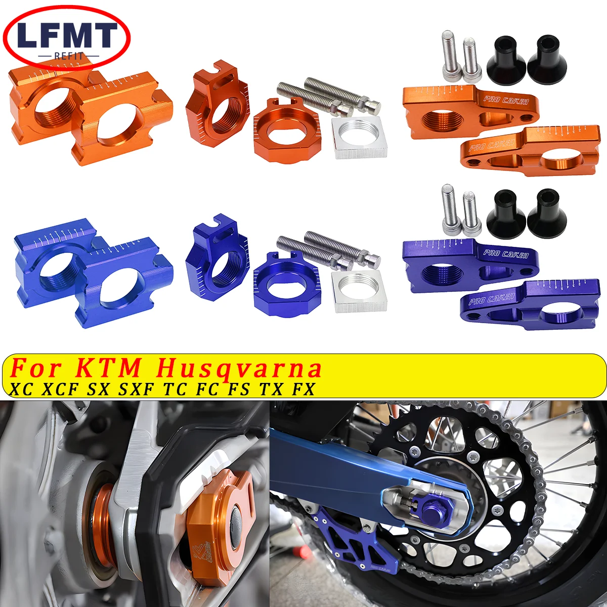 

CNC Billet 25mm Rear Axle Blocks Chain Adjuster For KTM SX SXF XC XCF 125 250 300 350 450 For Husqvarna TC FC TX FX FS 2015-2022