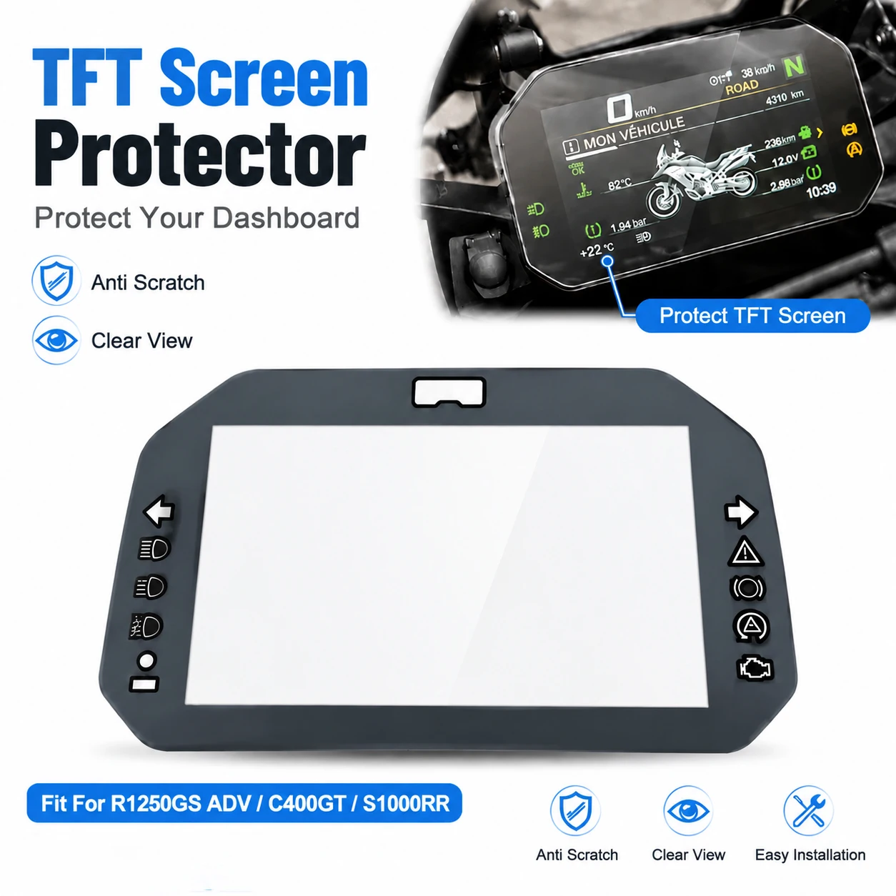 TFT Screen Protector Film For BMW S1000RR S1000XR R1200GS R1250GS ADV F850GS C400GT Motorcycle Dashboard Protective Film