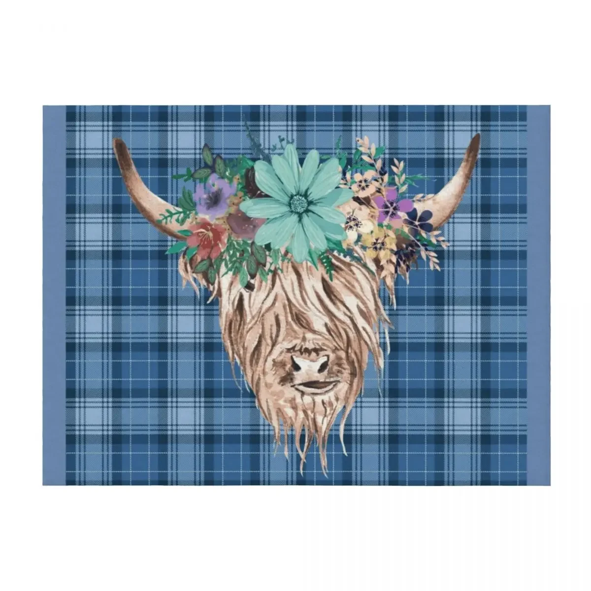 

Scottish highland cow tartan braveheart Throw Blanket Beautifuls Personalized Gift valentine gift ideas sofa bed Blankets