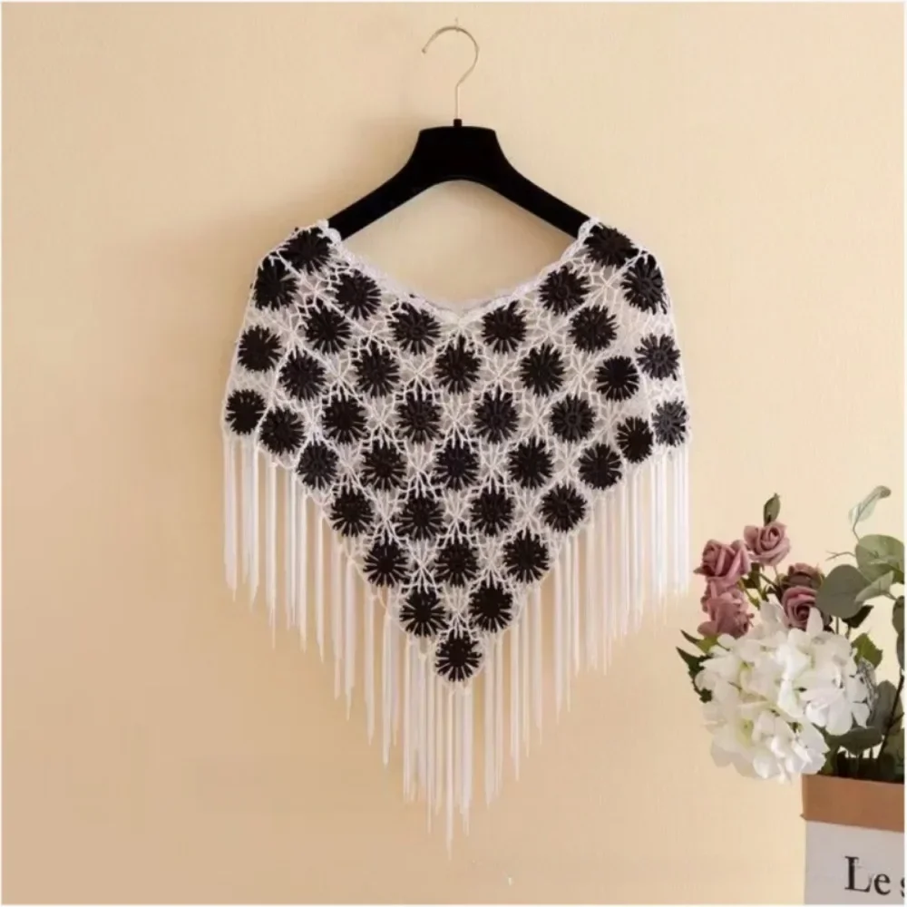 Ladies Cloak Shawls Casaco Outerwear Wraps Woman Clothes Summer Sequins Tassels Poncho Women Coat Party Outfits Cape Mesh Jacket