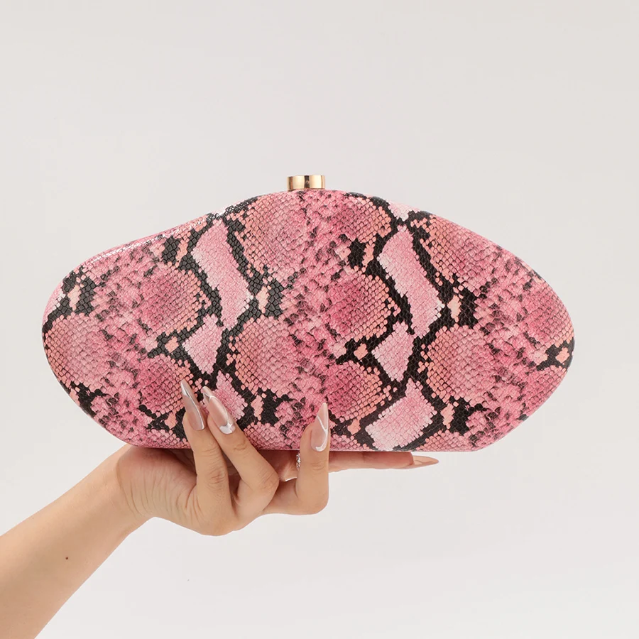 

Luxury Irregular snake-patterned acrylic dinner bag women wedding evening party purse handbag chains shoulder crossbody bags sac