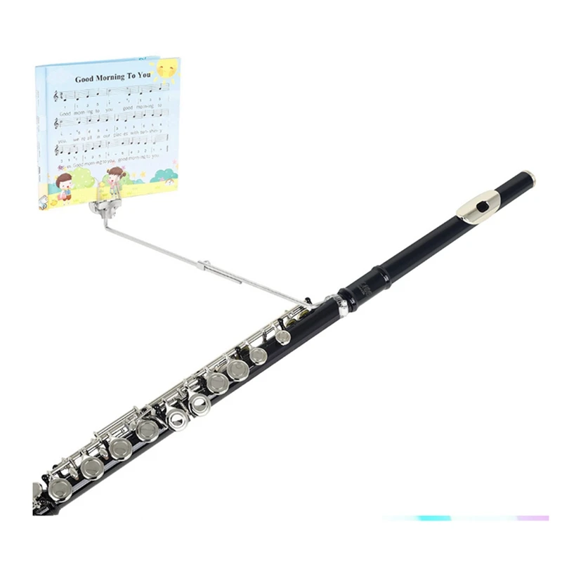 Portable Flute Music Stand Marching Band Sheet Music Clip Clamp Woodwind Instrument Parts