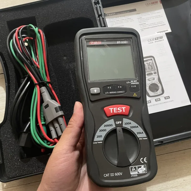 جهاز اختبار مقاومة الدائرة CEM حلقة/PSC جهاز قياس مقاومة الدائرة DT-5301 #1