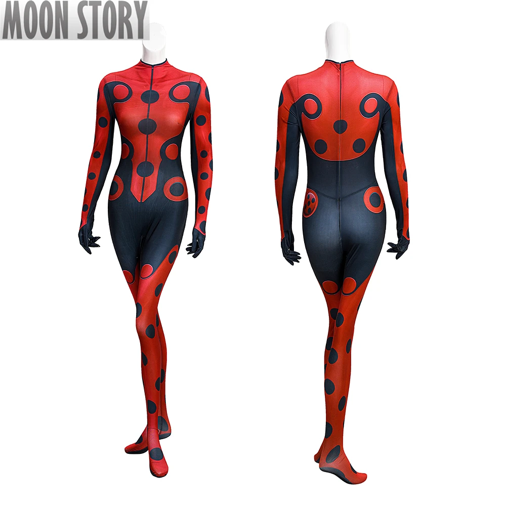 

Animation Miraculous Ladybug cosplay costume jumpsuit Red Black Bodysuit With Eye mask