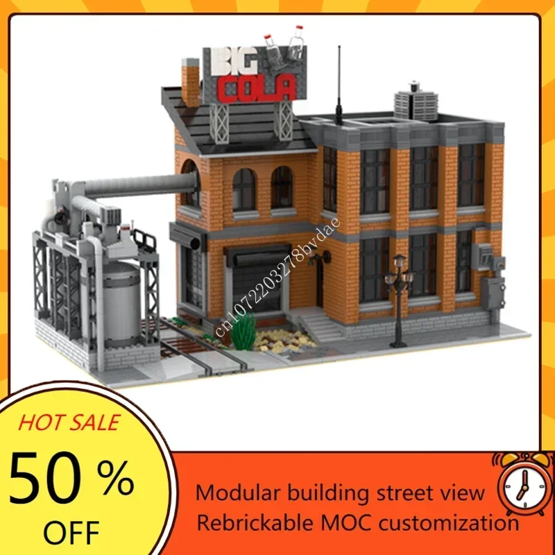 2952 sztuk Big Cola fabryka modułowy MOC kreatywny widok na ulicę Model klocki architektura edukacja montaż zabawki modele prezenty