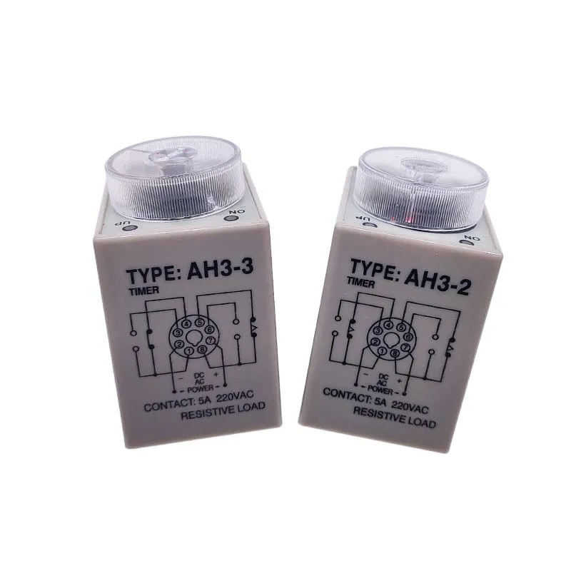 1 PC AH3-2 Time Relay AC/DC Universal Thick Stitch Power-on Delay Timer AH3-3 Time Set Range 0.1S-60m with Base DC12V24V AC220V